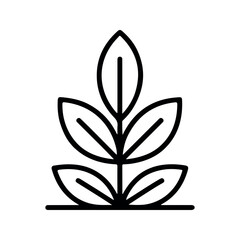 Simple line art plant growing sprout leaves