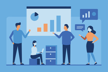 corporate Office Environment with Business People – Flat Vector Bundle