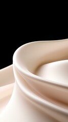 Elegant curves of beige fabric against a black background