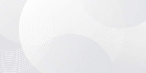 White geometric abstract background overlap layer on bright space with lines effect decoration. Modern graphic design element circles style concept for banner.