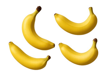 Group of ripe bananas isolated on transparent background, studio shot. Healthy food.