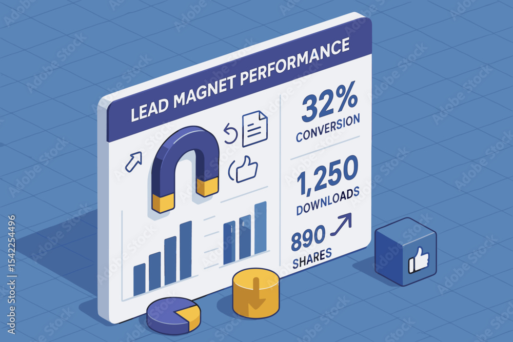 Poster lead magnet performance analytics with conversion rate and engagement metrics