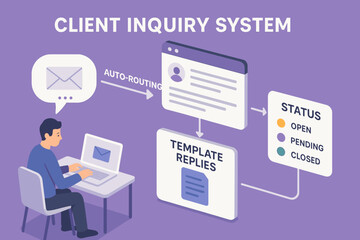 Digital client inquiry system workflow with automated features