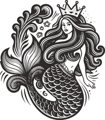 Fototapeta premium Mermaid silhouette vector design
