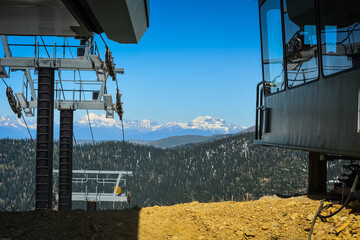 Breathtaking view of snow capped mountain range from Montana ski resort