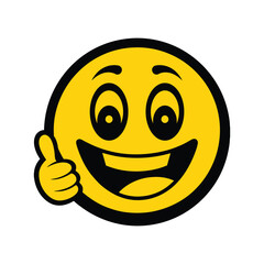 Happy Emoji Vector, Joyful Face Emoji Icon, Cheerful Yellow Smiley