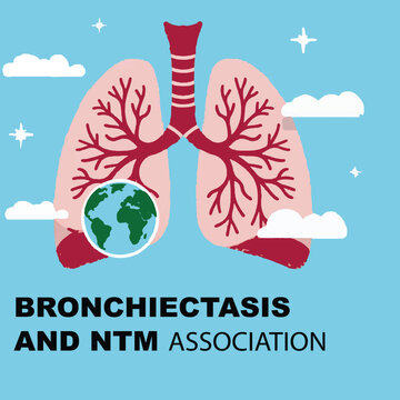 Illustration depicting bronchiectasis and ntm association with earth and lungs