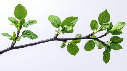 Fototapeta premium Fresh spring branch with new leaves