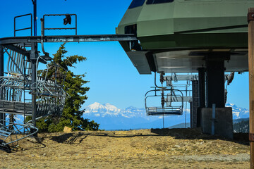 Breathtaking view of snow capped mountain range from Montana ski resort