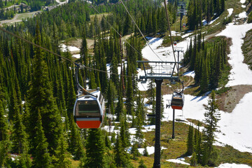 View from chairlift and gondola at Montana ski resort in Spring of 2025