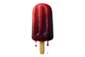 Delicious red popsicle melting, isolated on transparent background, sweet snack