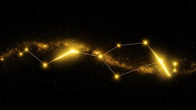Stunning animation of golden star constellations against a backdrop of cosmic dust particles