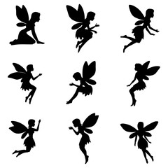 Collection of fairy silhouettes in various poses