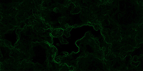 Abstract dark background featuring swirling green neon wisps and smoky, misty patterns over a black backdrop. Organic, ethereal effect resembling energy currents, plasma flow, or mystical fog