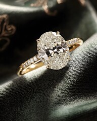 Gold and diamond ring with a large diamond in the center