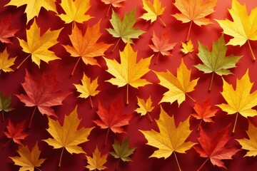 Vibrant autumn leaves seamlessly repeating in a warm color palette , texture, vector, yellow