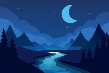 Fototapeta premium night landscape with mountains