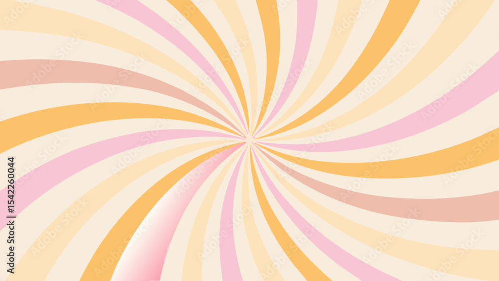 Poster swirling pastel colored lines radiating from a central point in a retro style design element