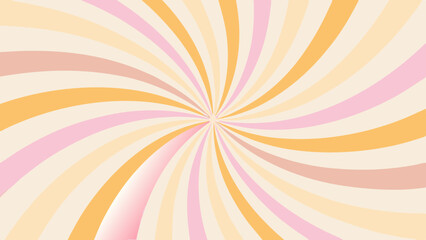 Swirling pastel colored lines radiating from a central point in a retro style design element