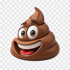 One Poop 3D Emoji Face PNG | Funny Brown Pile, Comic Humor, Transparent Background Icon
