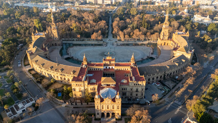Aerial View of Historic Building with Semi-Circular Courtyard