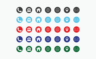 Web icon set. Website set icon , Business card contact information icons