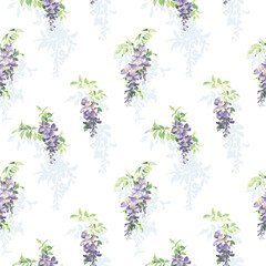 drooping wisteria lilac floral cluster with shadow.All over pattern.