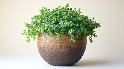 Fototapeta premium A compact succulent plant in a round pot