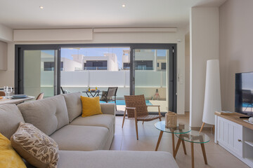 Living Area with View to Private Pool