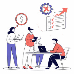 business tax online payment design concept. group people team workig and meeting. flat vector illustration.