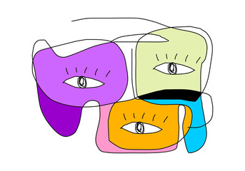  vibrant and playful abstract illustration featuring a cluster of overlapping