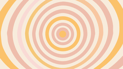 Abstract concentric circles in pastel shades of yellow pink and cream create a retro vibe