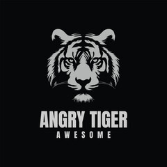 Illustration Head Tiger Silhouette design