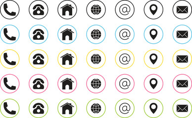 Web icon set. Website set icon , Business card contact information icons