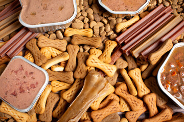 Dry dog food pellets for background