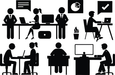 Teamwork and Finance Presentation Silhouettes – Business Vector Pack