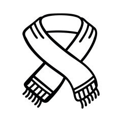 A simple illustration of a scarf with a crossed design. The scarf is depicted in a minimalist style, emphasizing its texture and shape.