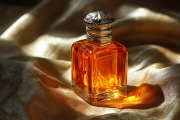 bottle of perfume on black background