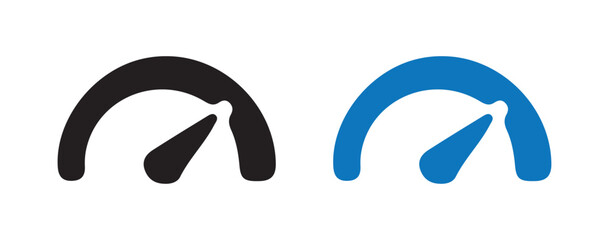 Fototapeta premium Minimal Speedometer Gauge Icons. Black and Blue Semi-Circle Dial Design. Victor illustration eps 10