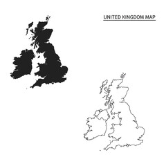 "United Kingdom Map Silhouette and Outline &ndash; Vector Graphic for Education, Travel, and Design Use"