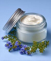 face cream and flowers