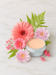 cosmetic cream and flower