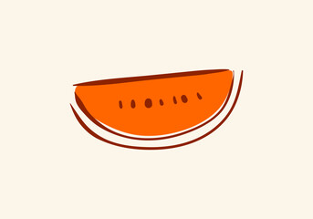 minimalist line art illustration of a whole watermelon and a slice