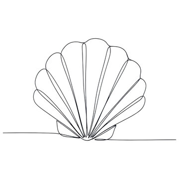 Minimalist line art of a shell on black background transparent PNG