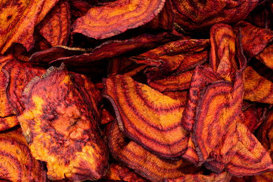 Dried beetroot texture close up for backgrounds