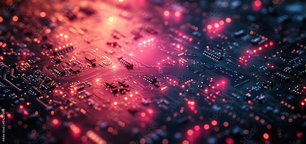 Poster close-up of a circuit board with glowing components (1)