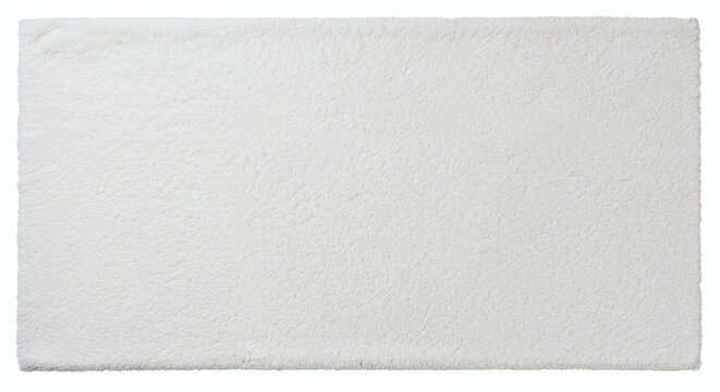 Cotton bath mat isolated on white background, white soft mat, photorealistic close-up,textured loops
