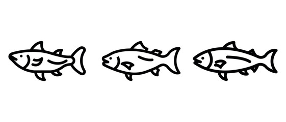 salmon outline or line icon design bundle.
