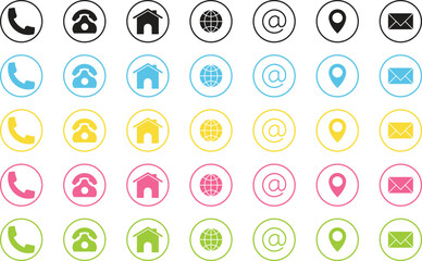 Web icon set. Website set icon , Business card contact information icons