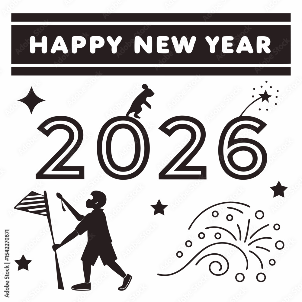 Fototapete big set of 2026 happy new year logo text design. 2026 number design template. collection of 2026 hap